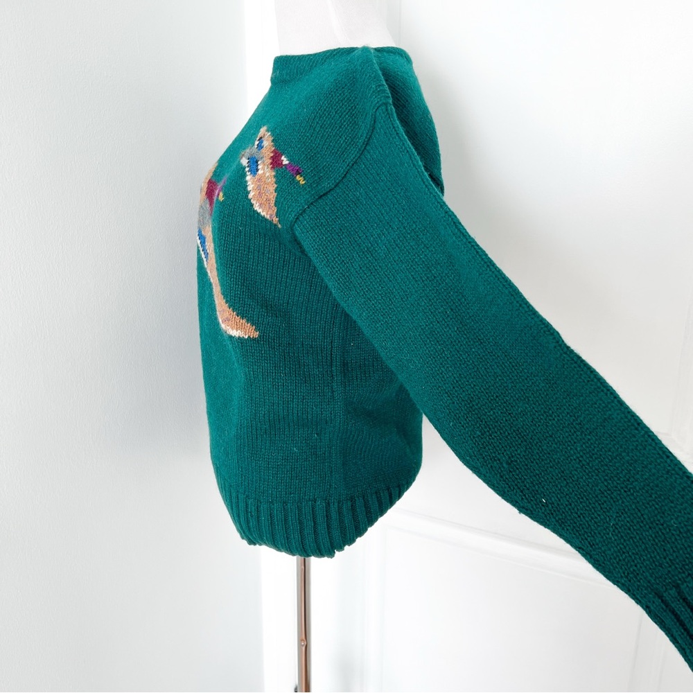 Vintage Ralph Lauren Shetland Wool Teal Sweater with Mallard Duck Hand Knit - Picture 2 of 3